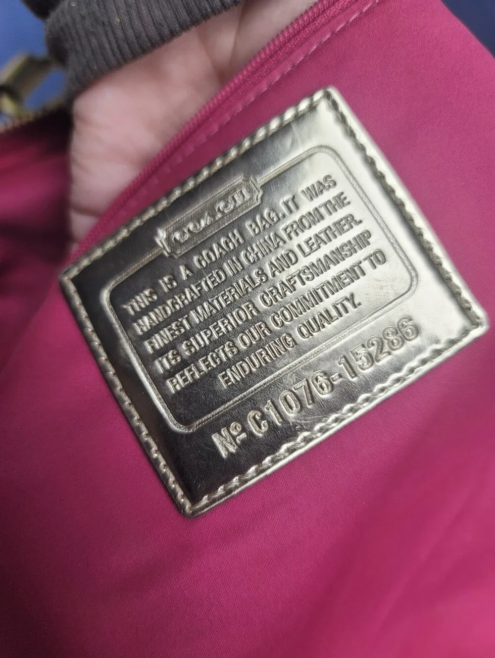 Coach Poppy Metallic Gold Leather Tote With Cursive Coach Charm